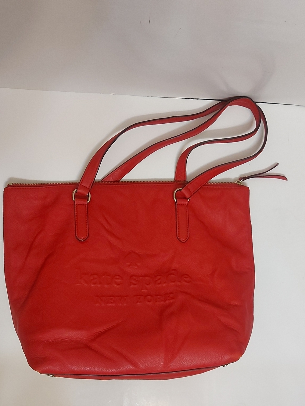 kate spade Red Leather Tote with Embossed Logo